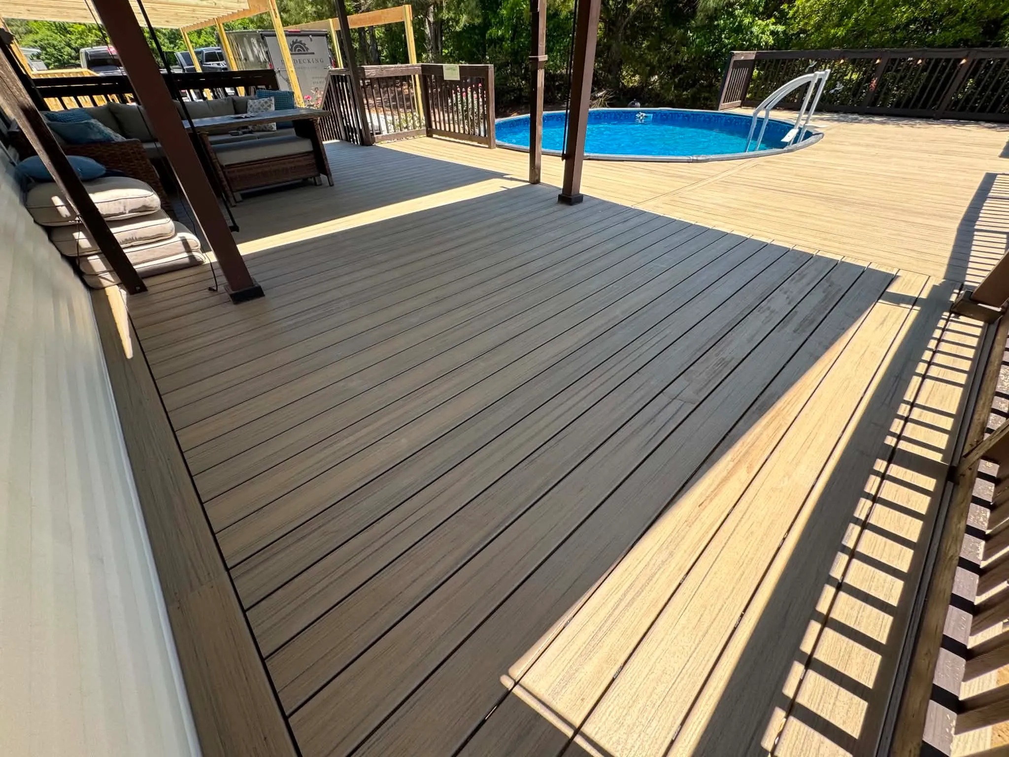 Composite deck surface and board edges